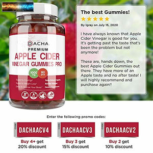 Premium Apple Cider Vinegar Gummies – 80 Count, 1000mg Raw, Organic, Unfiltere