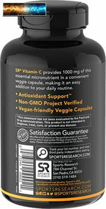 Vitamin C 1000mg (240 Veggie-Capsules) | Non-GMO Project Verified Vitamin C Supp