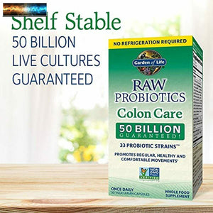 Garden of Life RAW Probiotics Colon Care Shelf Stable - 50 Billion CFU Guarantee