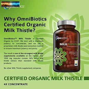 Organic Milk Thistle Capsules, 1500mg 4X Concentrated Extract with Silymarin is