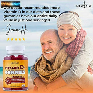 Vitamin D3 5000 IU 125mcg Gummies by New Age - 2 Pack - Support Immune Health -