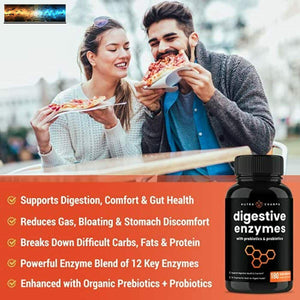 Digestive Enzymes with Prebiotics & Probiotics 180 Vegan Capsules - Better Diges