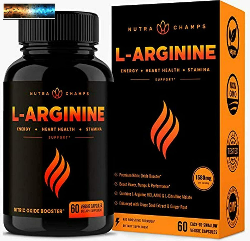 Premium L Arginine 1500mg Nitric Oxide Supplement - Extra Strength for Energy, M