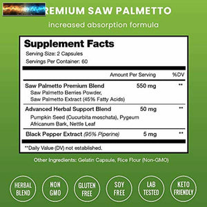 Saw Palmetto Supplement for Prostate Health [Extra Strength] 600mg Complex with