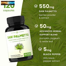 Load image into Gallery viewer, Saw Palmetto Supplement for Prostate Health [Extra Strength] 600mg Complex with
