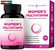 Load image into Gallery viewer, Women&#39;s Daily Multivitamin Supplement - Vegan Capsules with Biotin, Vitamins A B
