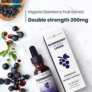 Organic Elderberry Syrup Liquid Extract for Kids & Adults - Sugar-Free Vegan Sam