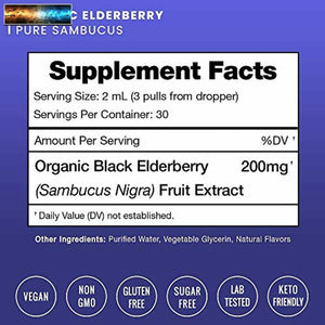 Organic Elderberry Syrup Liquid Extract for Kids & Adults - Sugar-Free Vegan Sam
