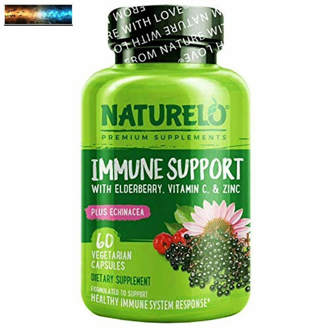 NATURELO Immune Support – Vitamin C, Elderberry, Zinc, Echinacea – Natural I