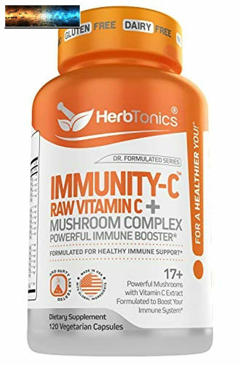 Immunity-C Immune Support Booster Supplement with Vitamin C and Mushrooms - Lion