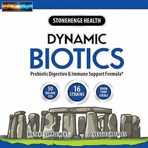 Probiotics 50 Billion CFU - 16 Strains, Prebiotic, Synbiotic - Stonehenge Health