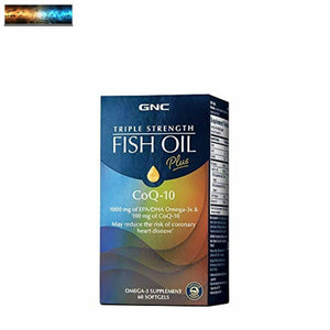 GNC Triple Strength Fish Oil Plus CoQ-10 | 1000 mg of EPA/DHA Omega-3s, 100mg of