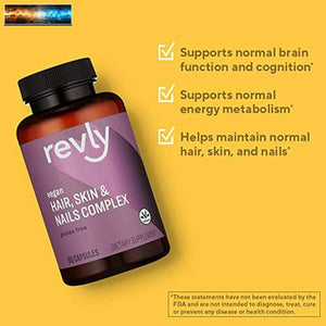 Brand - Revly Vegan Hair, Skin, & Nails Complex with Biotin 2000 mcg, 90 Capsul