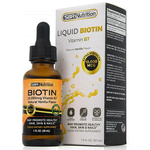 SBR Nutrition Biotin Liquid Drops (Natural Vanilla) 10000mcg 1 FL OZ 60 Serving