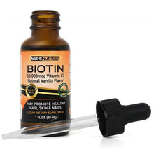 Load image into Gallery viewer, SBR Nutrition Biotin Liquid Drops (Natural Vanilla) 10000mcg 1 FL OZ 60 Serving
