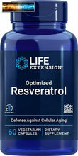 Load image into Gallery viewer, Life Extension Optimiert Resveratrol, 60 Vegetarische Kapseln
