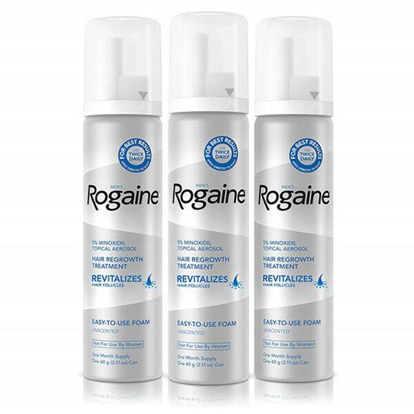 Rogaine 5% Minoxidil Mousse - Homme Cheveux Perte & Repousse Topique Soin 3 Mois