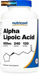 Nutricost Acido Alfa Lipoico 600mg per Porzione, 240 Pillole - senza Glutine,