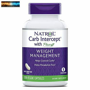 Natrol Carb Intercept Avec Phase 2 Contrôleur Capsules, Blanc Haricot Rouge E