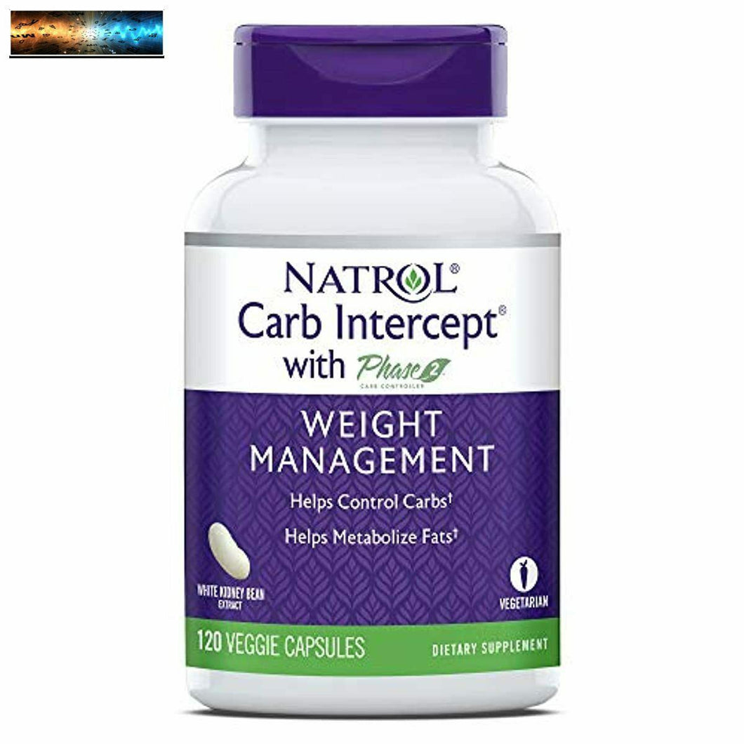 Natrol Carb Intercept Avec Phase 2 Contrôleur Capsules, Blanc Haricot Rouge E