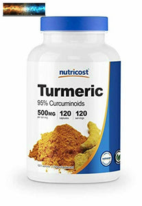 Nutricost Curcuma Curcumina Con Bioperine (95% Curcuminoidi) 120 Pillole, 500m