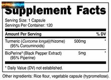 이미지를 갤러리 뷰어에 로드 , Nutricost Curcuma Curcumine Avec Bioperine (95% Curcuminoïdes) 120 Gélules, 500m
