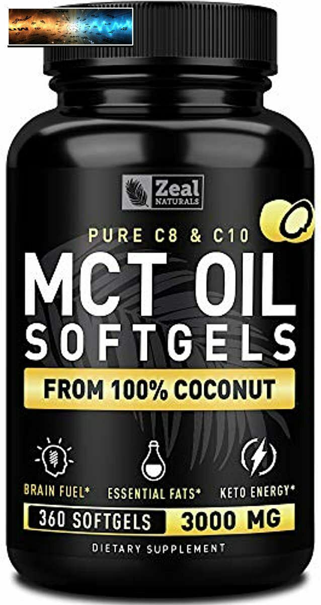 Puro Mct Olio Capsule (360 Softgel 3000mg) 4 Mese Fornire Keto Pillole