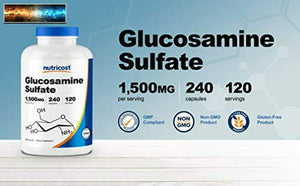 Nutricost Glucosamine Sulfate 750mg, 240 Capsules (1500mg par Portion)