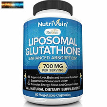 Carica l&#39;immagine nel visualizzatore di Gallery, Nutrivein Liposomal Glutatión Setria 700mg-60 Cápsulas - Puro Reducido Glut
