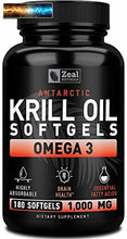 Carica l&#39;immagine nel visualizzatore di Gallery, Puro Antarctic Olio di Krill 1000mg (180 Capsule Morbide) 3 Mese Scorta Omega 3
