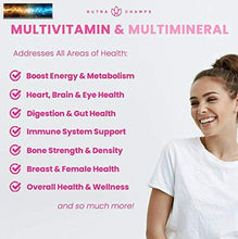 Load image into Gallery viewer, Femmes Journalier Multivitamine Supplément - Végétalien Capsules Avec Biotine,
