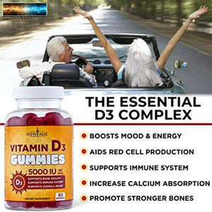 Vitamina D3 5000Iu 125mcg Gomitas Por NEW AGE - 2 Pack - Soporte Salud Inmune