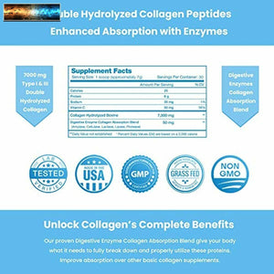 Colágeno Péptidos Polvo - Mejorado Absorción,Doble Hdrolizado, Hierba Fed , Ke
