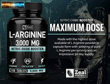 이미지를 갤러리 뷰어에 로드 , L-ARGININA 3000mg (150 Compresse 1000mg) Massimo Dose Ossido Nitrico Su
