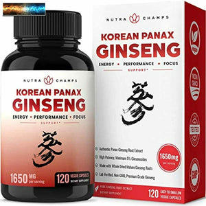 NutraChamps Koreanischer Rot Panax Ginseng 1650mg - 120 Vegan Kapseln Extra