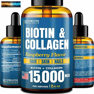 Premium Biotina E Collagene Crescita Capelli Gocce - Forte US Fatto Prodotto