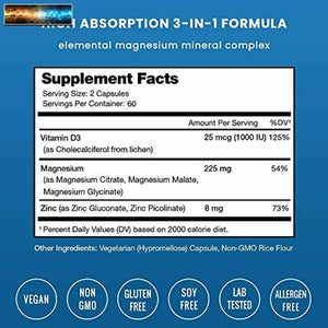 Magnésium Zinc & Vitamine D3 Supplément - Plus Bioavailable Formes; Glyc