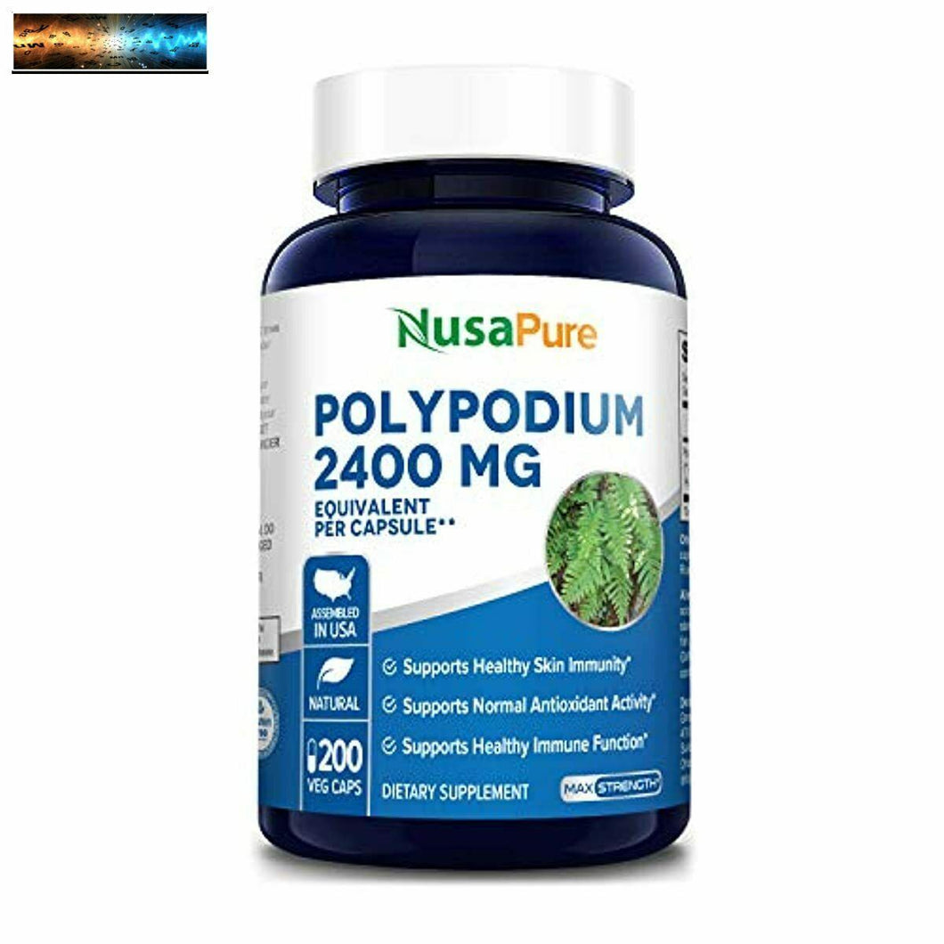 Polypodium Leucotomos Extrakt 2400mg 200 Veggie Kapseln (Vegetarisch, Gvo Freie