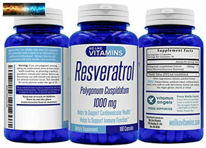 Resveratrolo Pillole 1000mg (per Porzione, 90 Dosi) - 180 Pillole - Completo 3 M