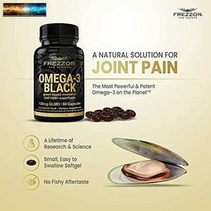 FREZZOR Omega 3 Negro - Perna Canaliculus Aceite,Hecho En Nueva Zelanda,UAF1000