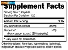 Charger l&#39;image dans la galerie, Nutricost Dim (Diindolylmethane) Plus Bioperine 300mg, 120 Végétarien Capsules
