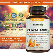 이미지를 갤러리 뷰어에 로드 , Nutririse Ashwagandha 1300mg Biologico Radice Polvere &amp; Pepe Nero Estratto 120
