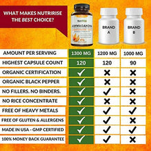 Cargar imagen en el visor de la galería, Nutririse Ashwagandha 1300mg Biologico Radice Polvere &amp; Pepe Nero Estratto 120
