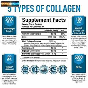 Premium Multi Colágeno Péptidos (Tipos I,II,III, V, X) -collagen Píldoras para