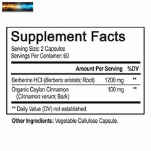 Cargar imagen en el visor de la galería, NutriFlair Premium Berberina Hcl 1200mg Plus Puro, True Ceylon Cannella - 120 Ca
