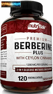 NutriFlair Premium Berberina Hcl 1200mg Plus Puro, True Ceylon Cannella - 120 Ca