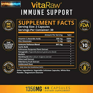 VitaRaw Supporto Immunitario Vitamine - Zinco, Sambuco, C, Echinacea, Oliva