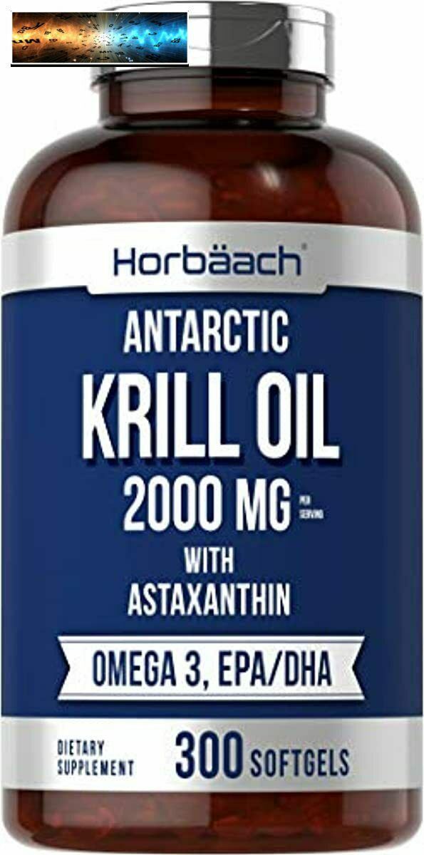 Horbaach Antarctic Krill Oil 1000mg 300 Softgel Capsules Value Size Omega