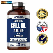 Cargar imagen en el visor de la galería, Horbaach Antarctic Krill Oil 1000mg 300 Softgel Capsules Value Size Omega
