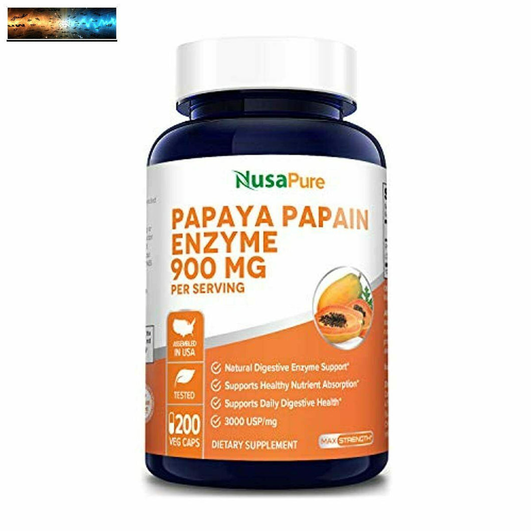 Papaya Papaína Enzimas 900mg 200 Cápsulas Vegetales (100% Vegetal,sin Gmo &
